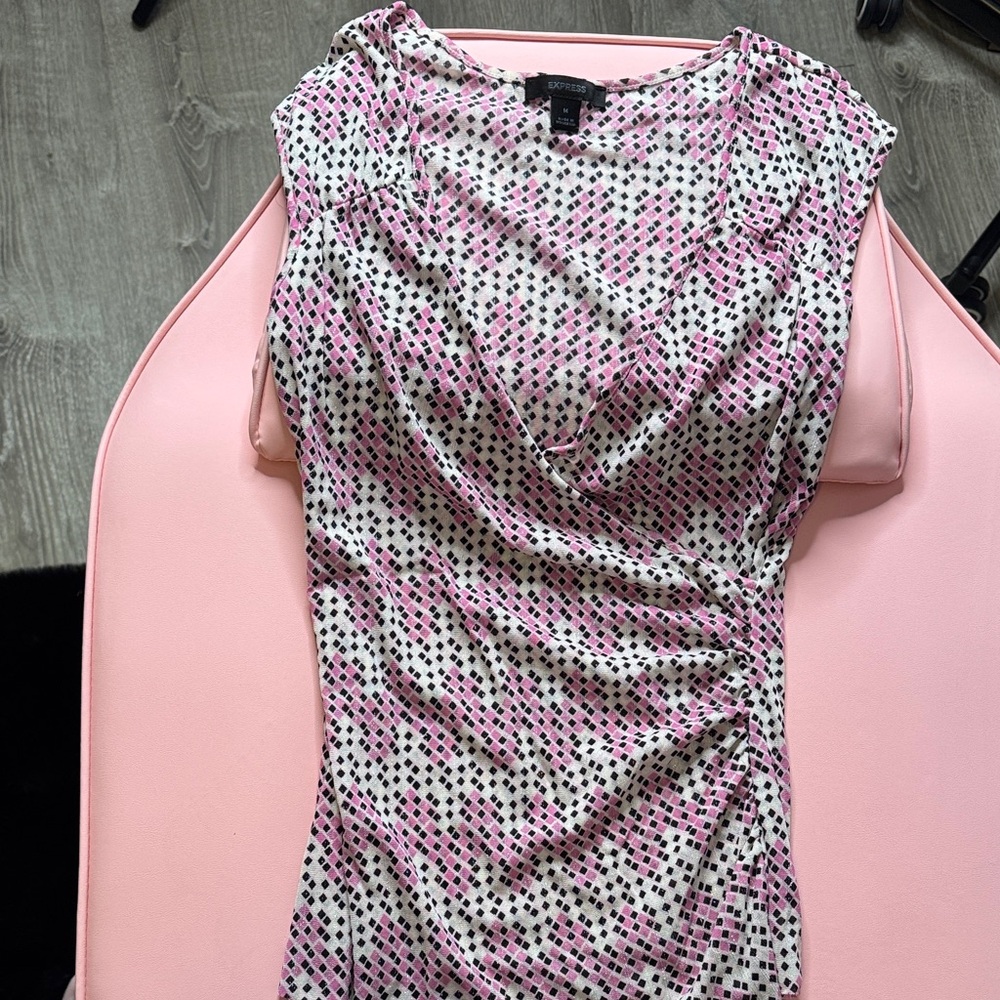 Express Pink and Black Patterned Dress